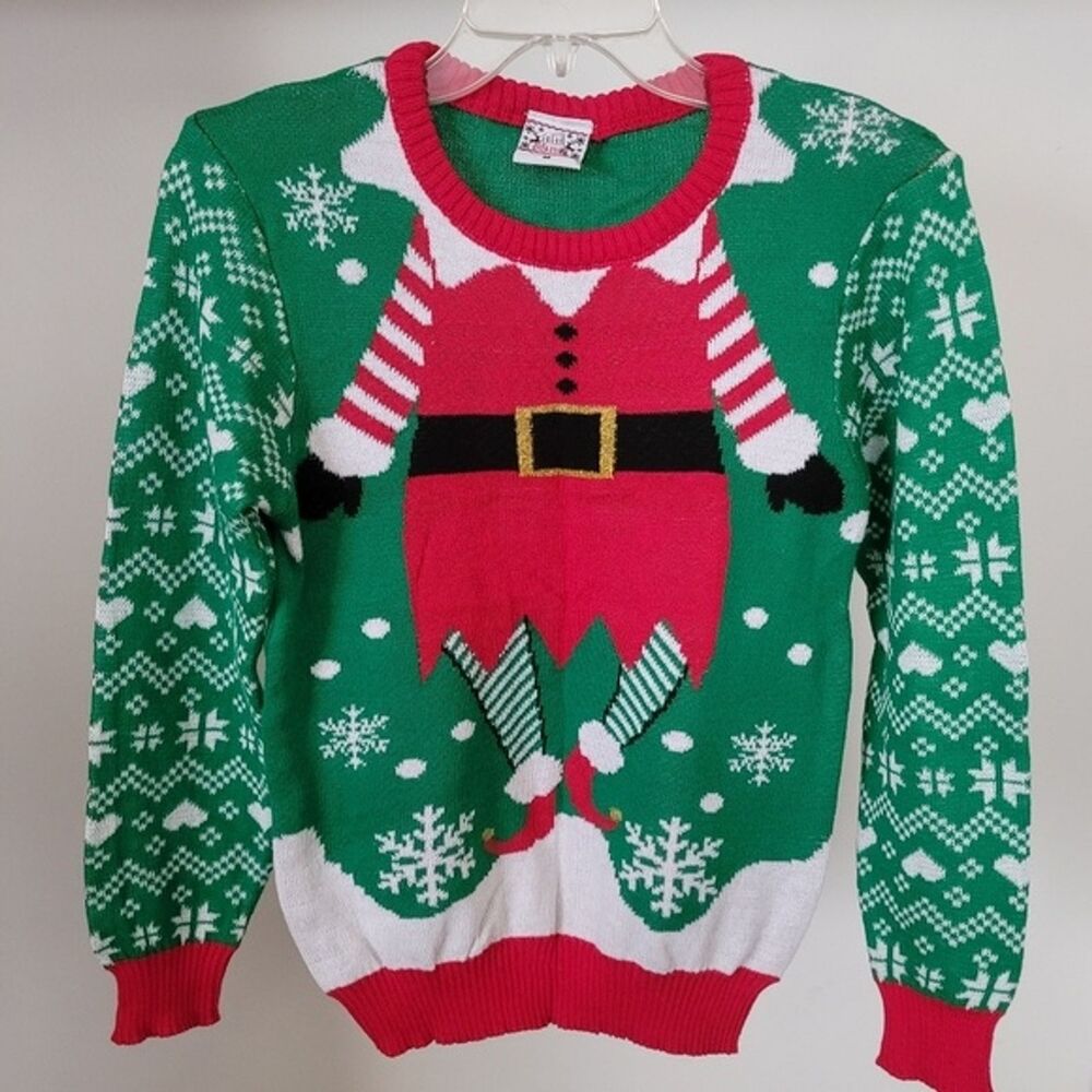 Well Worn Holiday Sweater Women’s Size M Elf Costume Christmas Crewneck Pullover